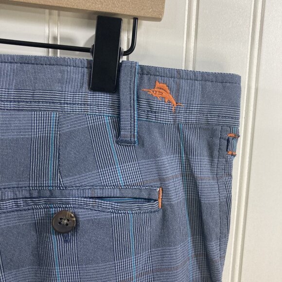 Tommy Bahama Men 36 Blue Plaid Chino Shorts - Picture 3 of 8